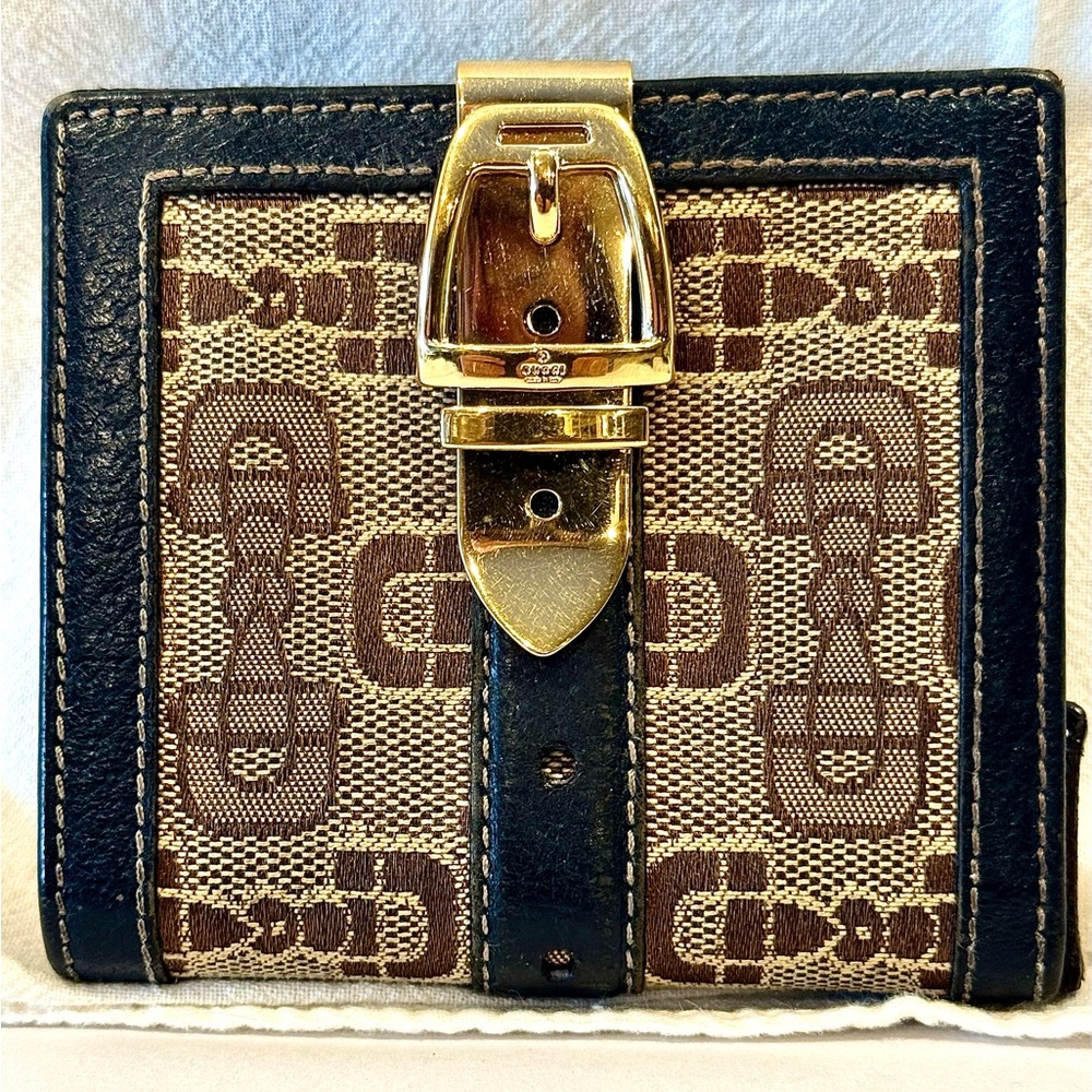 Authentic Vintage Gucci Horsebit Canvas Buckle Compact Wallet